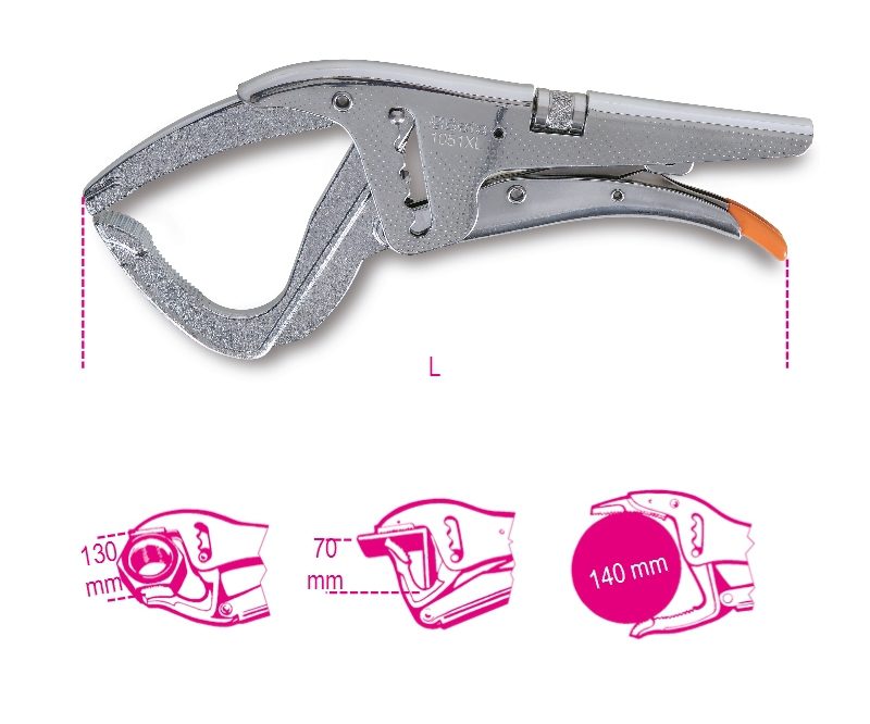 Large-capacity double adjustment self-locking pliers, extra-long jaws, Beta Tools by Unipac