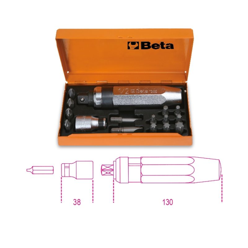 Impact screwdriver with 14 insets and 1 socket holder, Beta Tools by Unipac