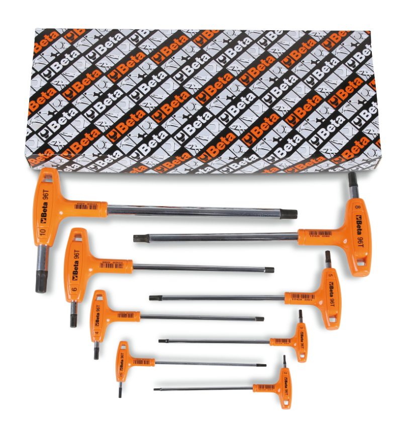 Set of 8 offset hexagon key wrenches, with high torque handles (item 96T), Beta Tools by Unipac